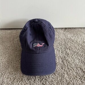 Vineyard Vines Navy Baseball Cap with American Flag Whale Logo